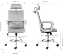 Load image into Gallery viewer, Office Chair, High Back Ergonomic Mesh Desk Office Chair with Padding Armrest and Adjustable Headrest -Gray