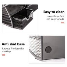 Load image into Gallery viewer, Steel Mesh Desk Organizer 6-Cells Pencil Pen Holder Caddy with 1pcs post-it Sticker for Home Office School Desk organizer