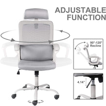 Load image into Gallery viewer, Office Chair, High Back Ergonomic Mesh Desk Office Chair with Padding Armrest and Adjustable Headrest -Gray