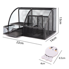 Load image into Gallery viewer, Steel Mesh Desk Organizer 6-Cells Pencil Pen Holder Caddy with 1pcs post-it Sticker for Home Office School Desk organizer