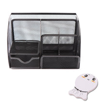Load image into Gallery viewer, Steel Mesh Desk Organizer 6-Cells Pencil Pen Holder Caddy with 1pcs post-it Sticker for Home Office School Desk organizer