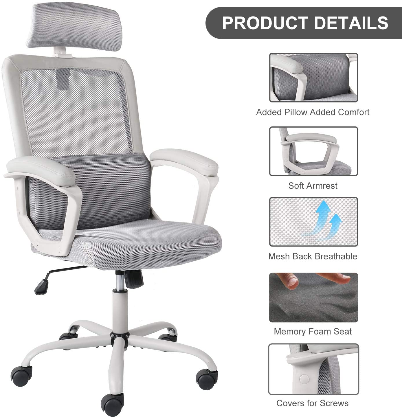 Smugdesk Ergonomic Office Chair, High Back Mesh Desk Office Chair