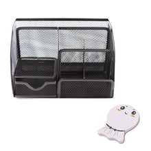 Load image into Gallery viewer, Steel Mesh Desk Organizer 6-Cells Pencil Pen Holder Caddy with 1pcs post-it Sticker for Home Office School Desk organizer
