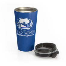 Load image into Gallery viewer, Blue and White Stainless Steel Travel Mug
